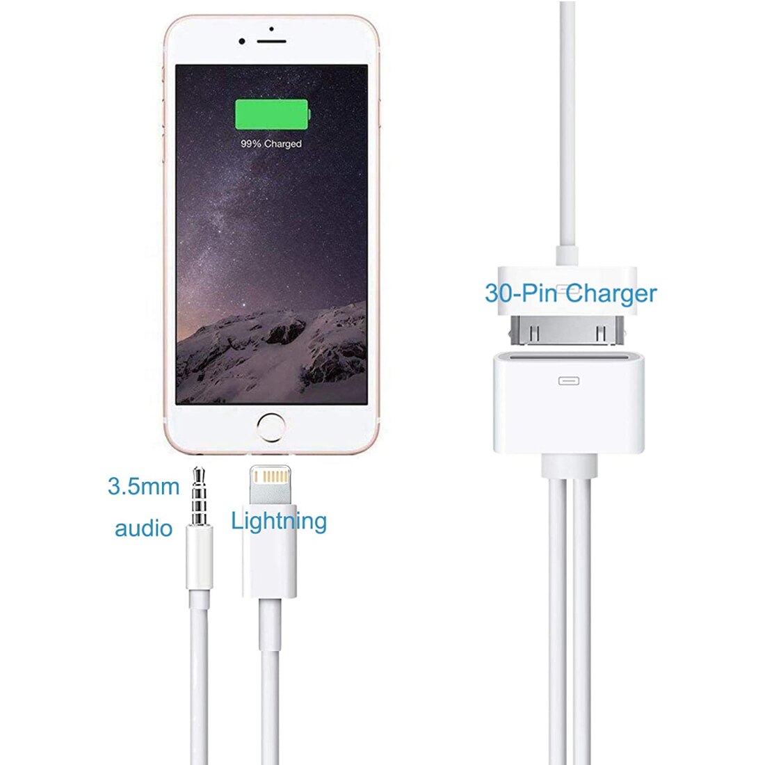 【2023】 Lightning to 30 Pin Adapter 3.5mm AUX Audio Port Support Charging Data Transmission for iPhone 6 6 Plus 5s 5c 5 4s 4 iPad iPod. 