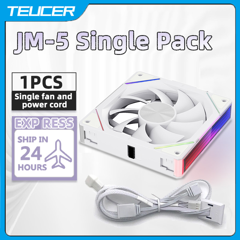 TEUCER 1 adet JM-5 bilgisayar kasası Fan 12CM ARGB ayna işık efekti kablosuz modüler Fan 4pin PWM su soğutma 360mm soğutucu Fan