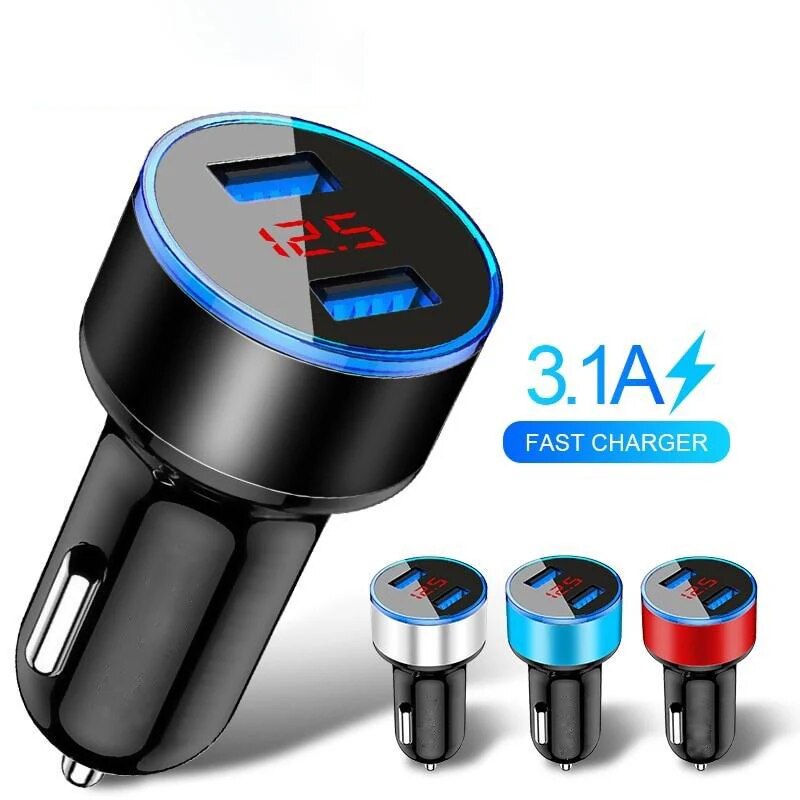 For Samsung Galaxy A12 A32 A52 A72 5G A21S A71 A51 A31 A41 Car USB Charger 3.1A Fast Charging Dual USB Charger Type-c USB Cable. 