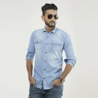 men's style jeans shirt