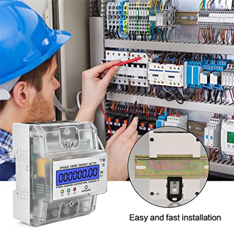 1 PCS 3 Phase 4P KWh Meter Energy Meter Digital Electric Power Meter Electricity Usage Monitor 230 / 400V 5-100A. 