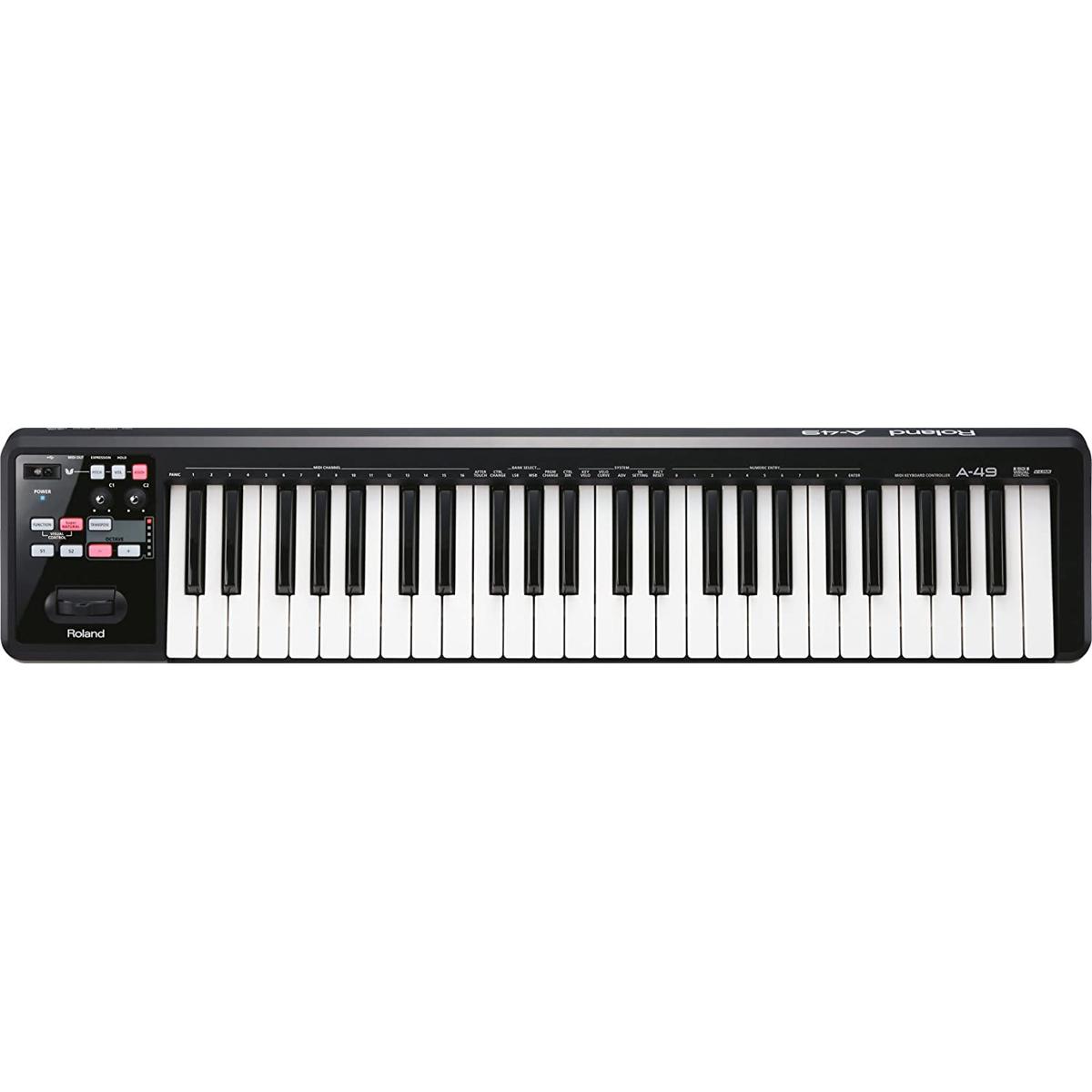 Roland A-49 Lightweight 49-Key MIDI Keyboard Controller. 
