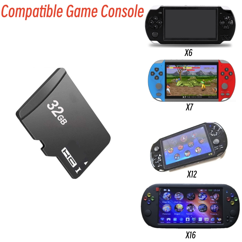 16/32GB TF Memory Card with 4000 Games Game Card for X6 X7 X9 X12 X16 portable game console. 