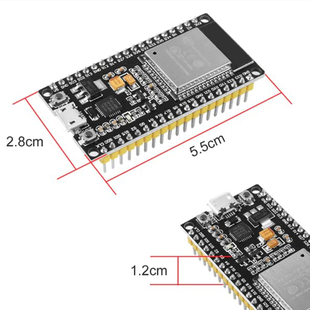 ESP-32 38-Pin DevKitC ESP-WROOM-32 CP2102 WiFi Bluetooth Development Board With Data Cable. 