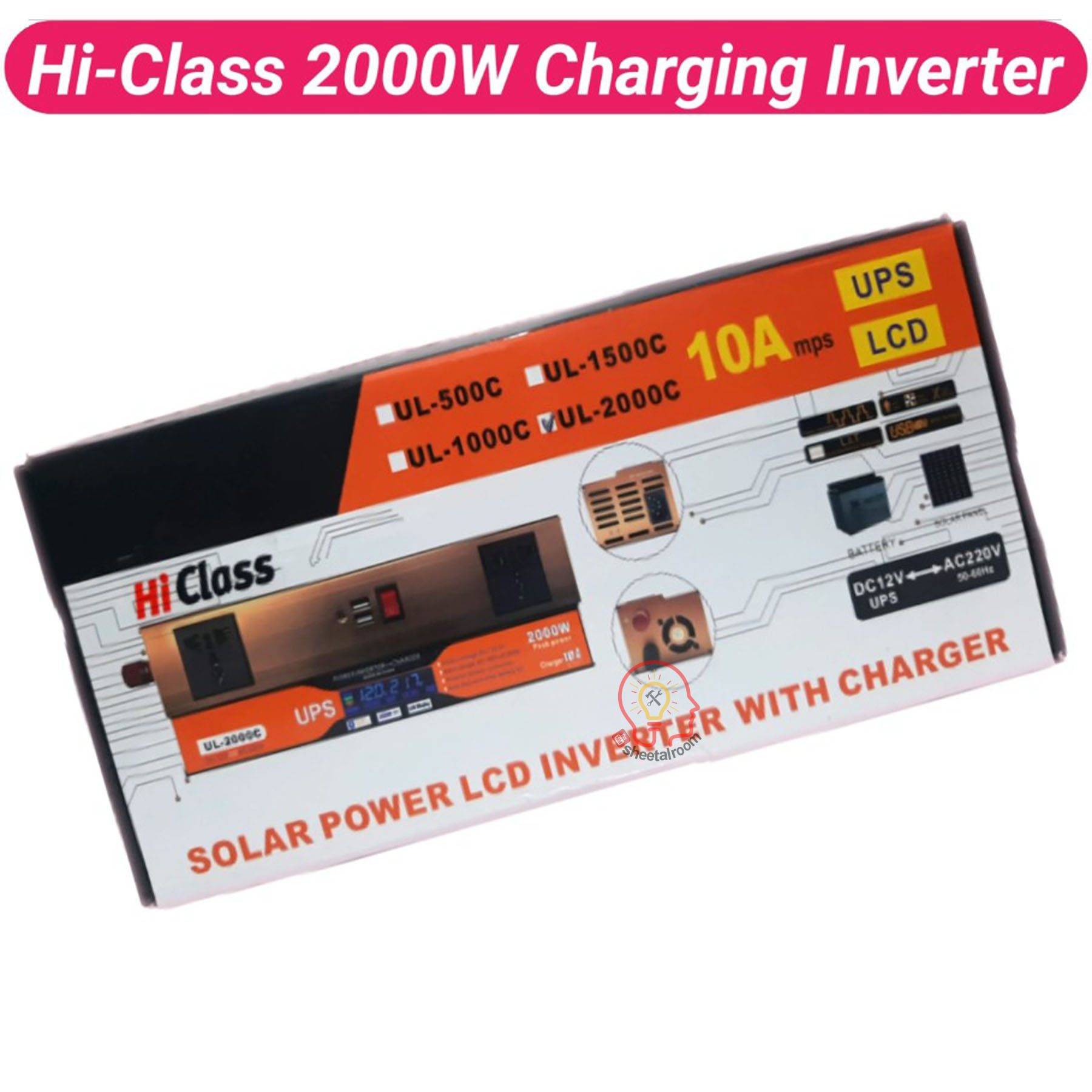 Multi-function Smart IPS UPS 2000 Watt DC 12v to AC 220v Power Inverter and 10A Battery Charger (Real Output Max 1100w). 