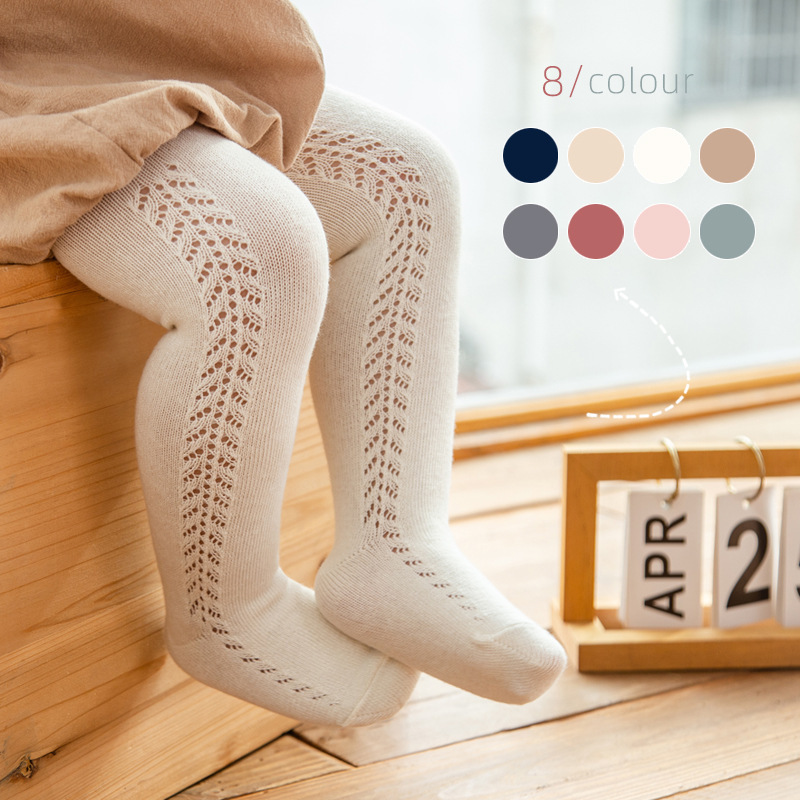 HoneyCherry Spanish Wind In Spring And Summer, Thin Cotton Openwork Mesh, Baby Leggings, Wheat Ears, Circles And Pantyhose.
