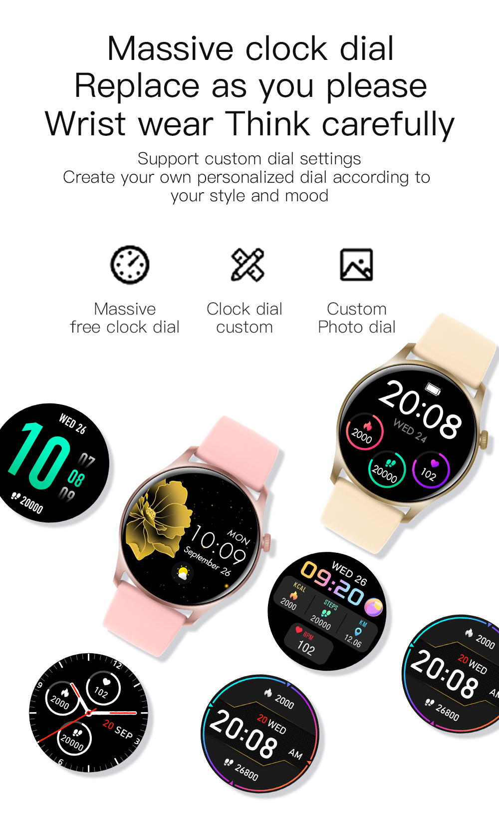 【Youyi】BOZLUN Smart B55 Men's Full Touch Screen Fitness Bluetooth Waterproof Sports Digital Smart Watch for ios Android(Suggest charging for two before use). 