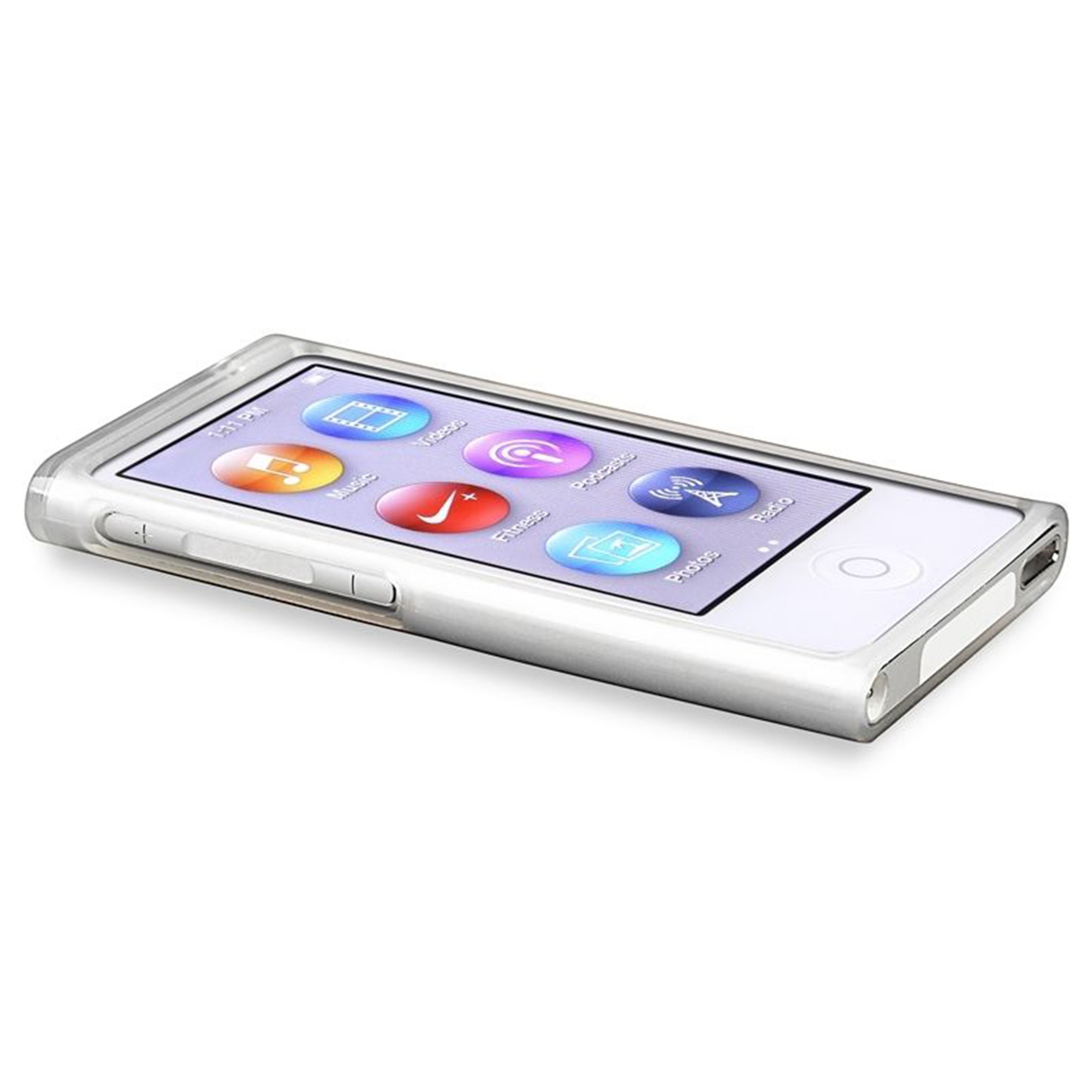 2X TPU Rubber Skin Case Compatible with Apple IPod Nano 7Th Generation, Frost Clear White. 