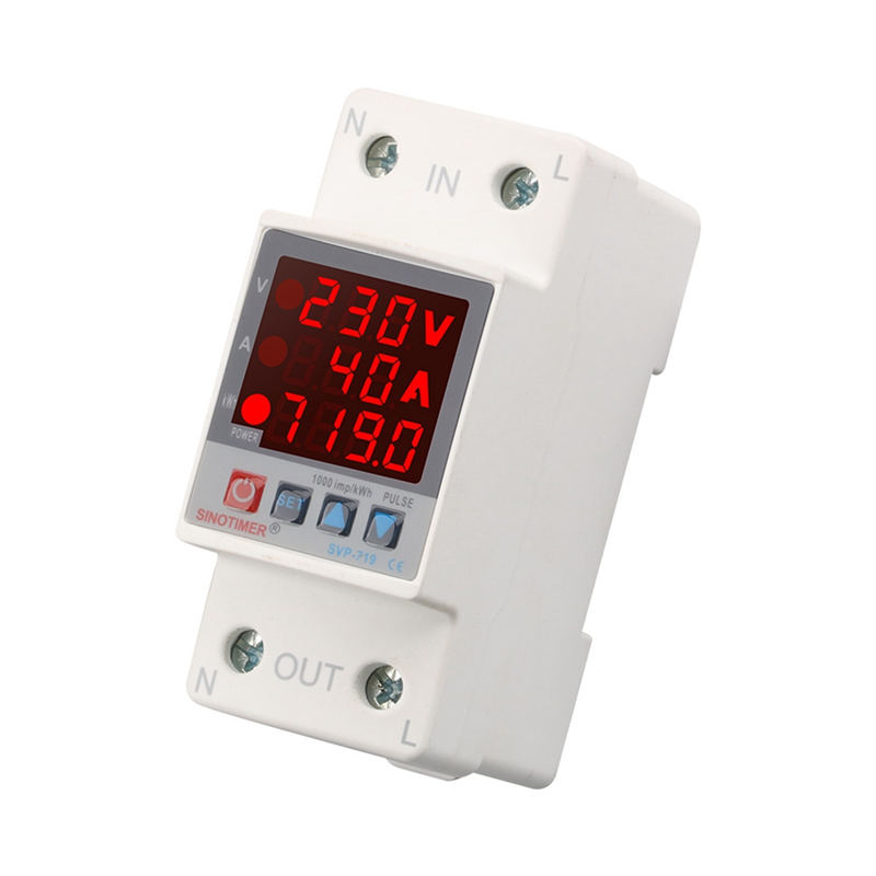 SINOTIMER 40A Adjust Voltage Relay over Under Voltage Protector over Current Limit Wattmeter KWH Energy Meter Power Comsumption. 