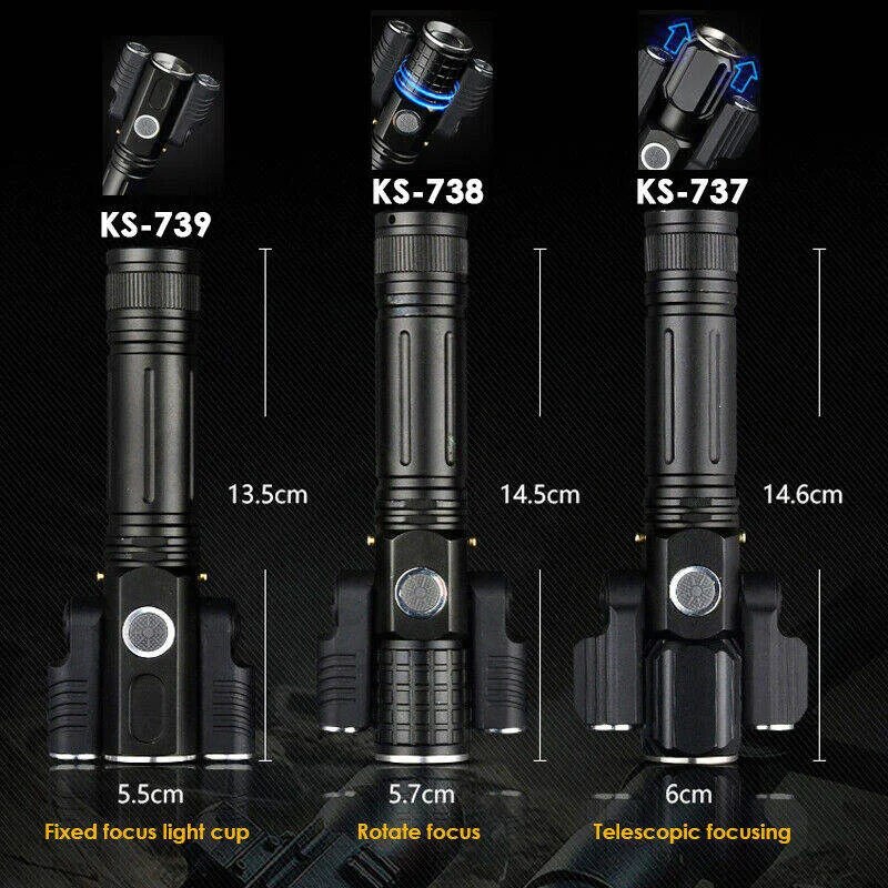 5000 Lumen Handheld USB Rechargeable Flashlight Led Waterproof Camping Torch Adjustable Zoom Tactical Flashlights For Bicycle. 