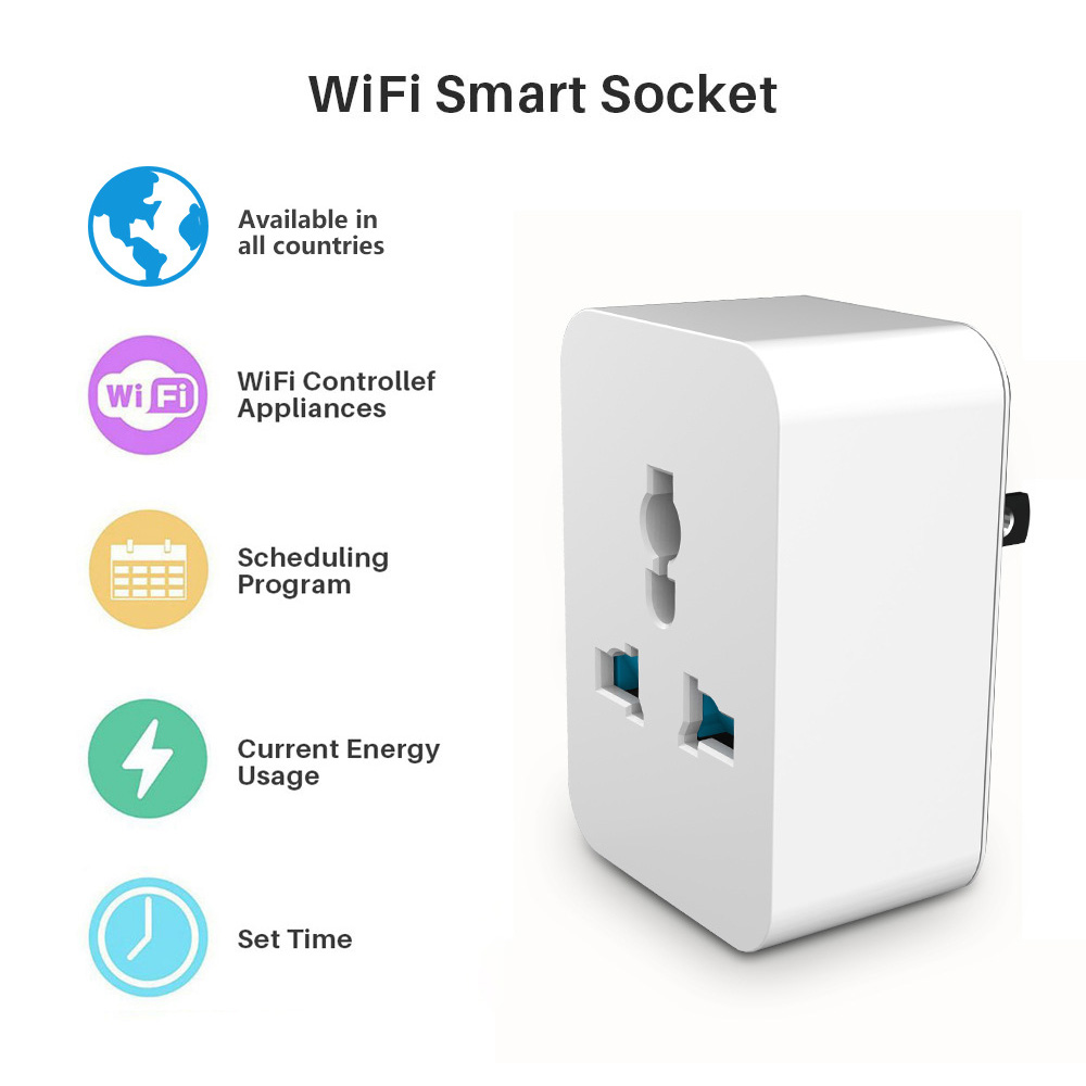 Nax 10A/15A Wifi + Bluetooth Universal Smart Home Socket Plug Basic Wireless Wifi App Remote Control Timer Switch Powercube Us Eu Uk Adapter. 