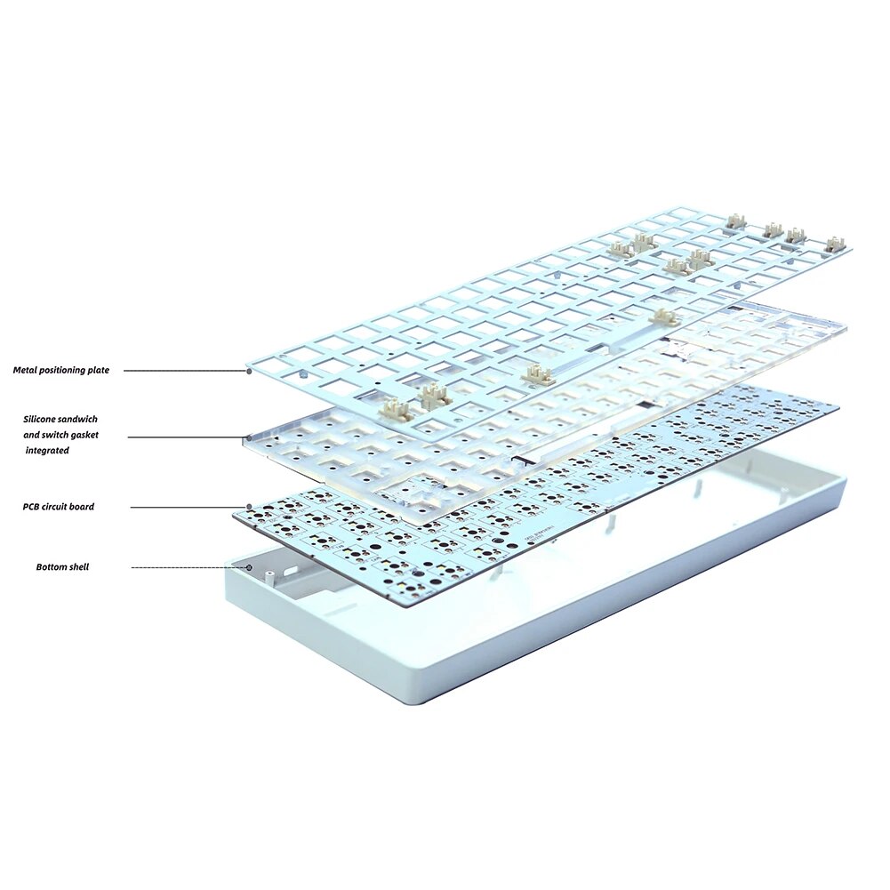 CIY Tester Customized Mechanical Keyboard Kit 3-Mode Hot Swap Keyboard 68 Keys Type C Wired+Bluetooth+2.4G Wireless Keyboard. 