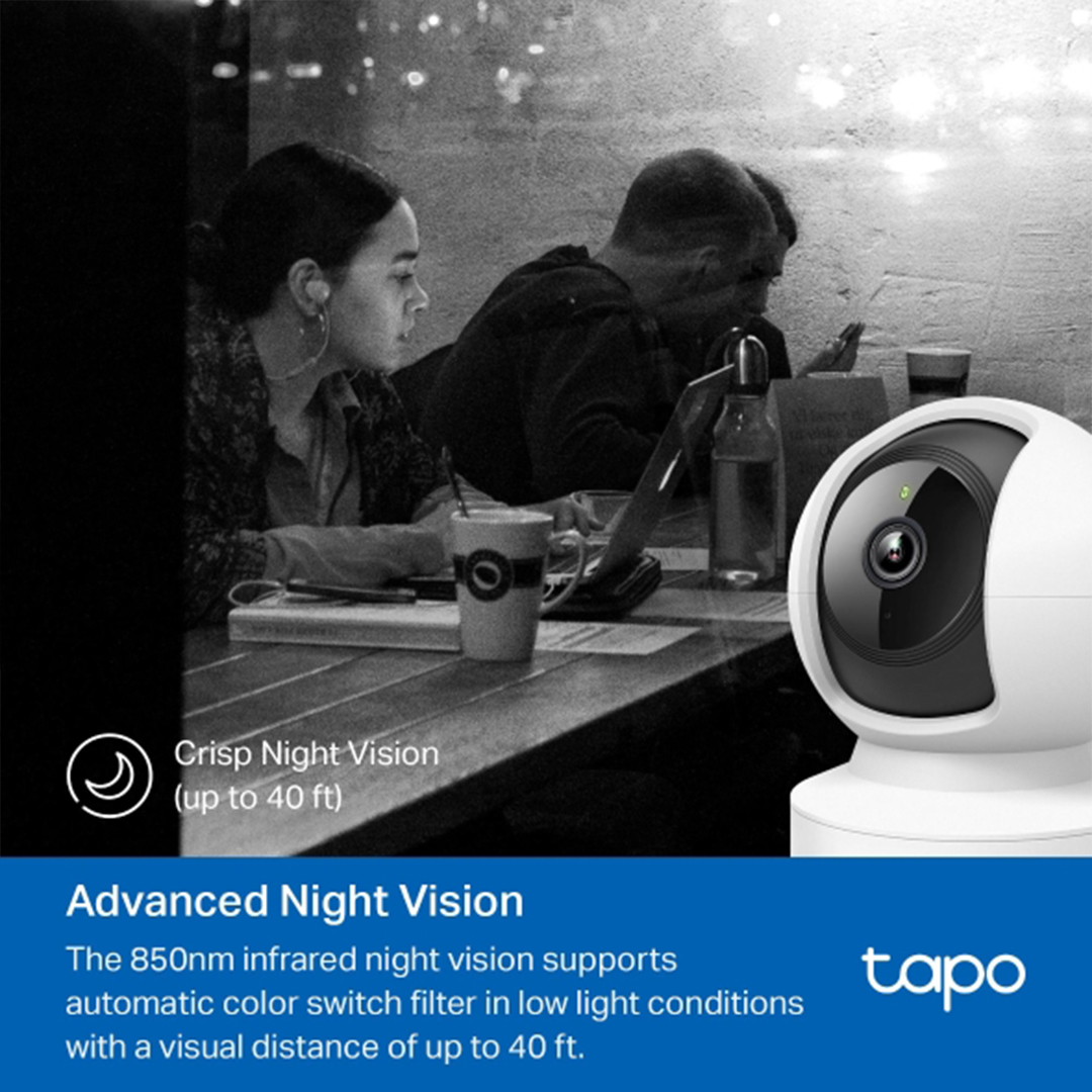 TP-Link Tapo C202 Internal Wi-Fi Camera, Ethernet Port, FHD Surveillance Camera, Night Vision, MicroSD up to 512GB, Two-Way Audio, 360° Visual. 