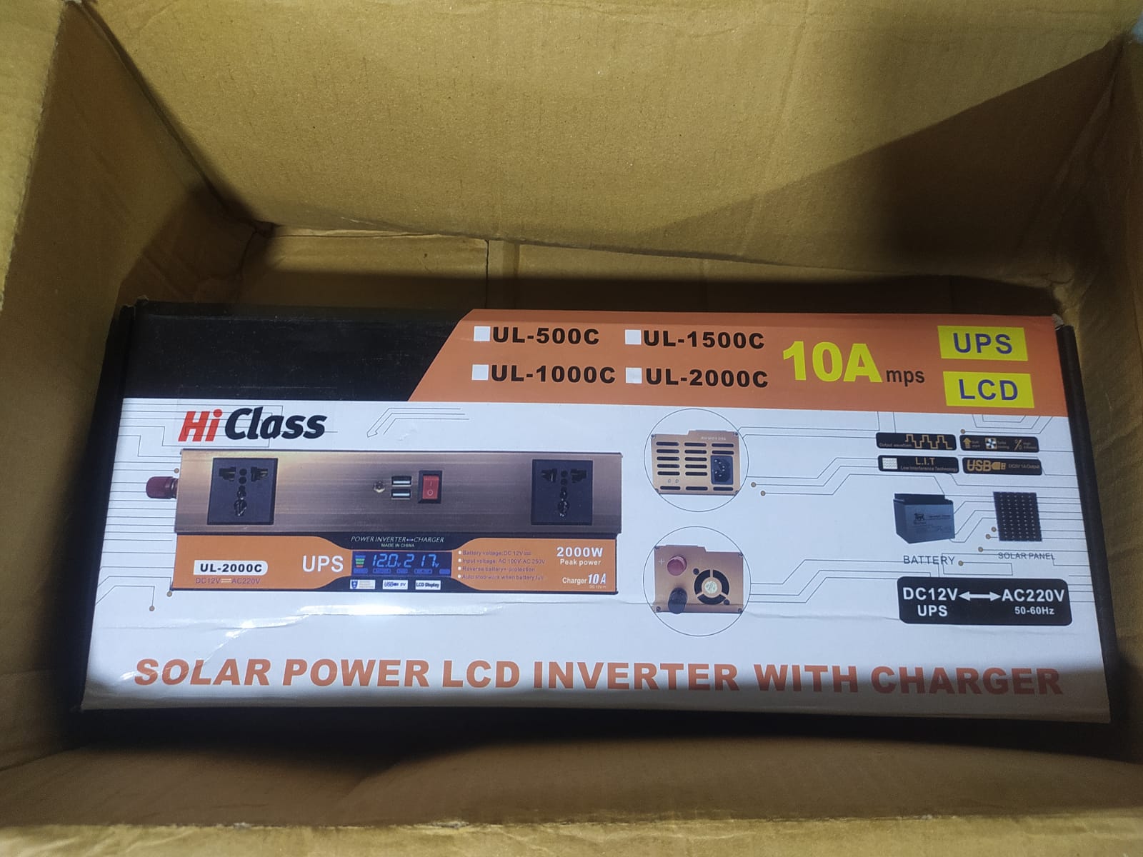 2000W smart IPS UPS 2000W 12V to 220V power inverter & 10A battery charger UPS System. 