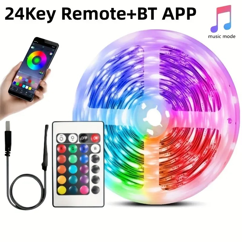LED Light Strip 1-30Meter TV LED Backlight USB RGB 5050 Color Strip, Synchronized Color Changing LED String Lights, Remote App Control, Halloween Decorative Night Light, Suitable for Home, Bedroom, Christmas Party, Holidays Ceiling decoration. 