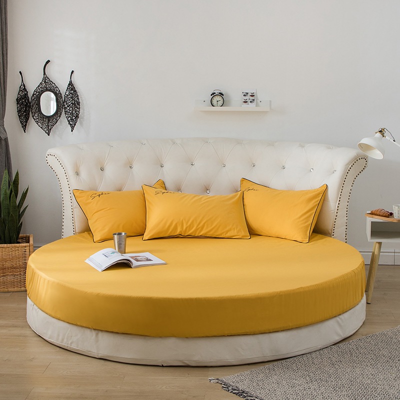 100% Cotton Fitted Sheet Round Hotel Home Extra Soft Round Bed Sheets and Pillowcases Pure Cotton Bedsheet with Elastic Straps. 