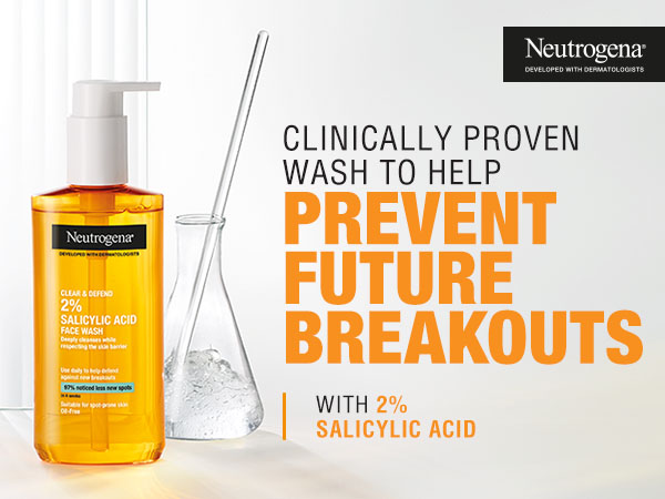 NEUTROGENA Clear & Defend 2% Salicylic Acid Face Wash 200ml - Oil Free Face Wash. 