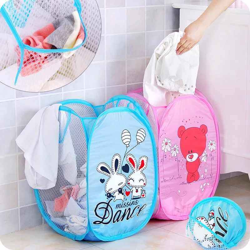 .  Laundry Bag | Nylon Storage Basket with Handle | Clothes Basket for Home| Net Foldable Laundry | Hostel | Toy Storage | 40 Liter Multi color pack of 1 Lundry Bag. 