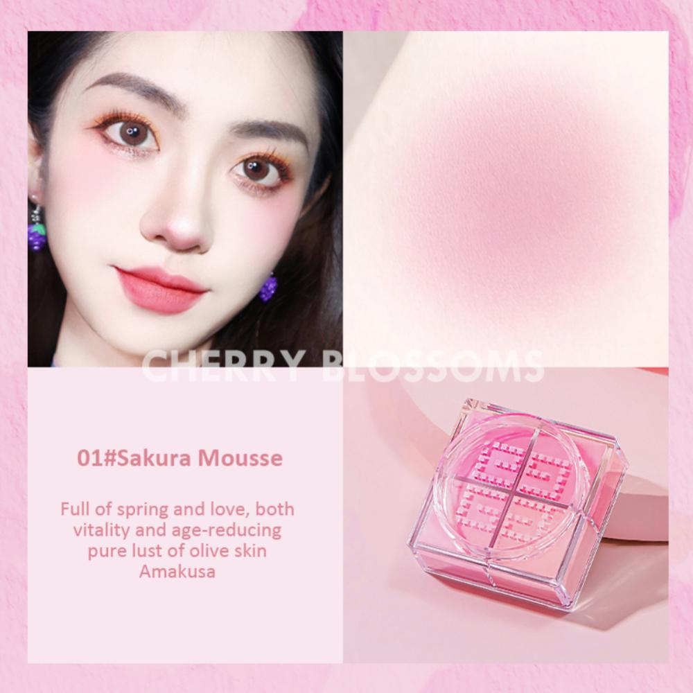 4 Square Grid Face Blusher Vibrant Orange Makeup Blush Palette Cheek Contour Blush Powder Matte Blusher Korean Makeup Tint Blush. 