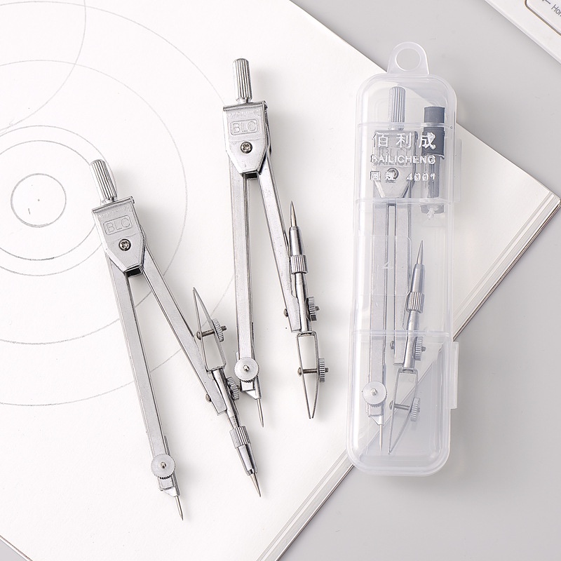 1Pc Simplified Compass Standard Engineering Drawing Tool, Drawing Metal Compass Multifunctional Circular Instrument with Core, Stationery, Learning Office Supplies. 
