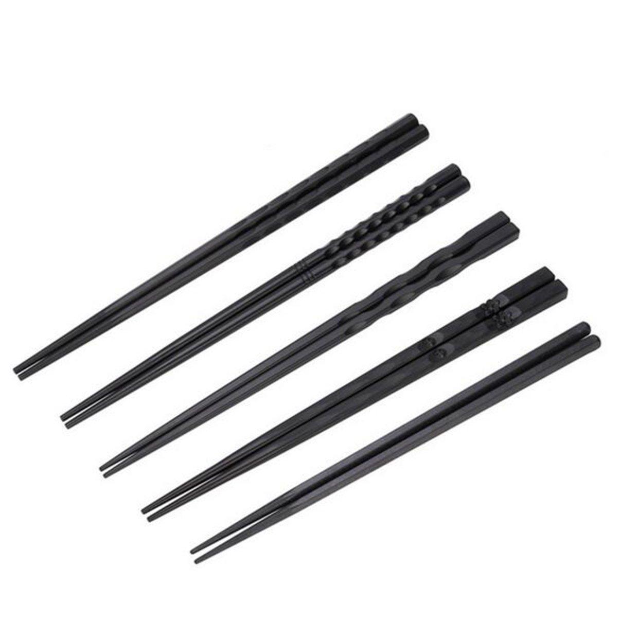 LALA 1 Pair Japanese Chopsticks Alloy Non-Slip Wood Color Sushi Chop Sticks Set. 