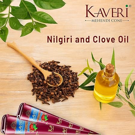 Kaveri Natural Mehndi Cones with 25g each Reddish Brown (Pack of 12 Pieces). 