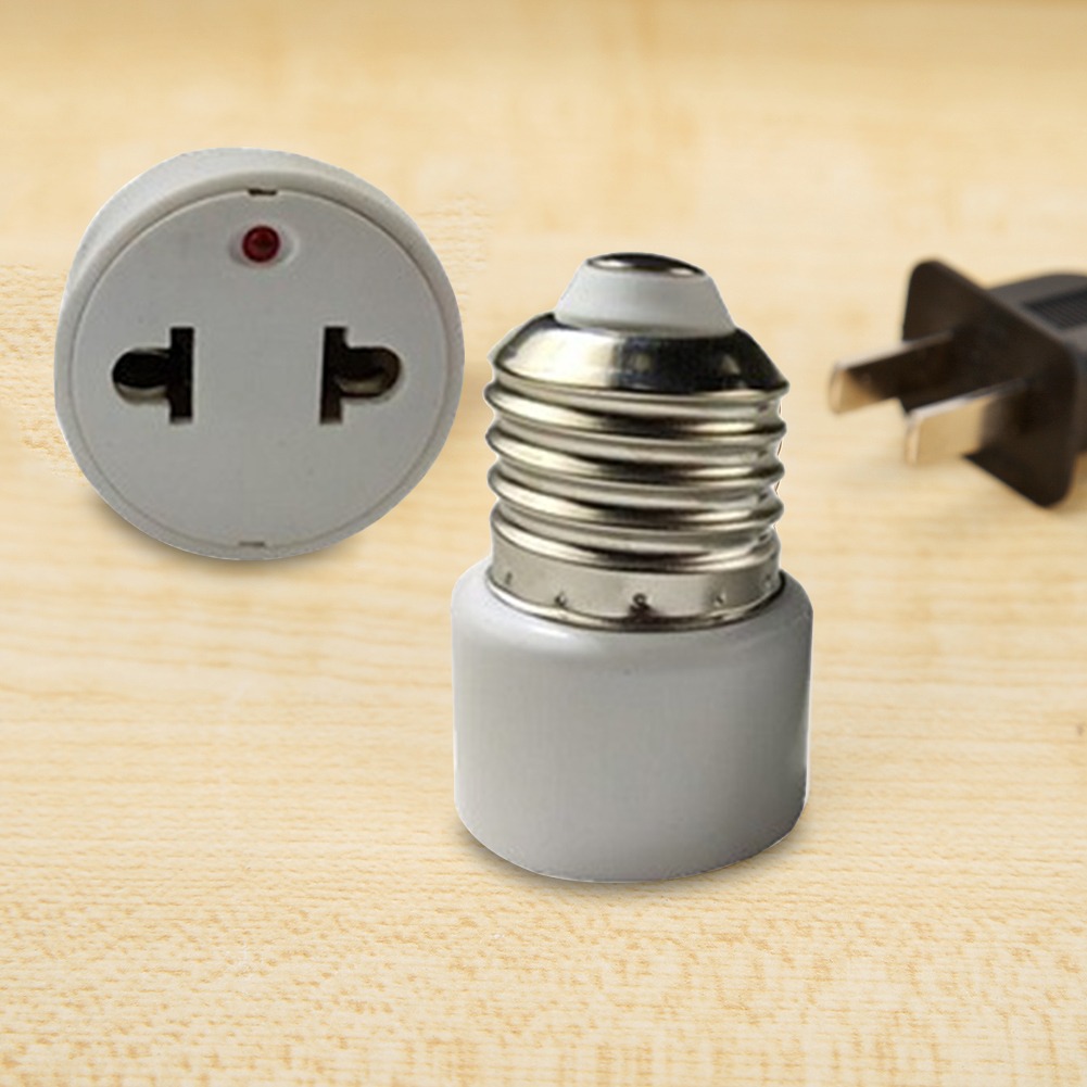E26/E27 Light Socket To Plug Adapter Flame Retardant Lamp Holder Converter Prong Outlet Plug Converter Fit for 2/3 Prong Convert. 