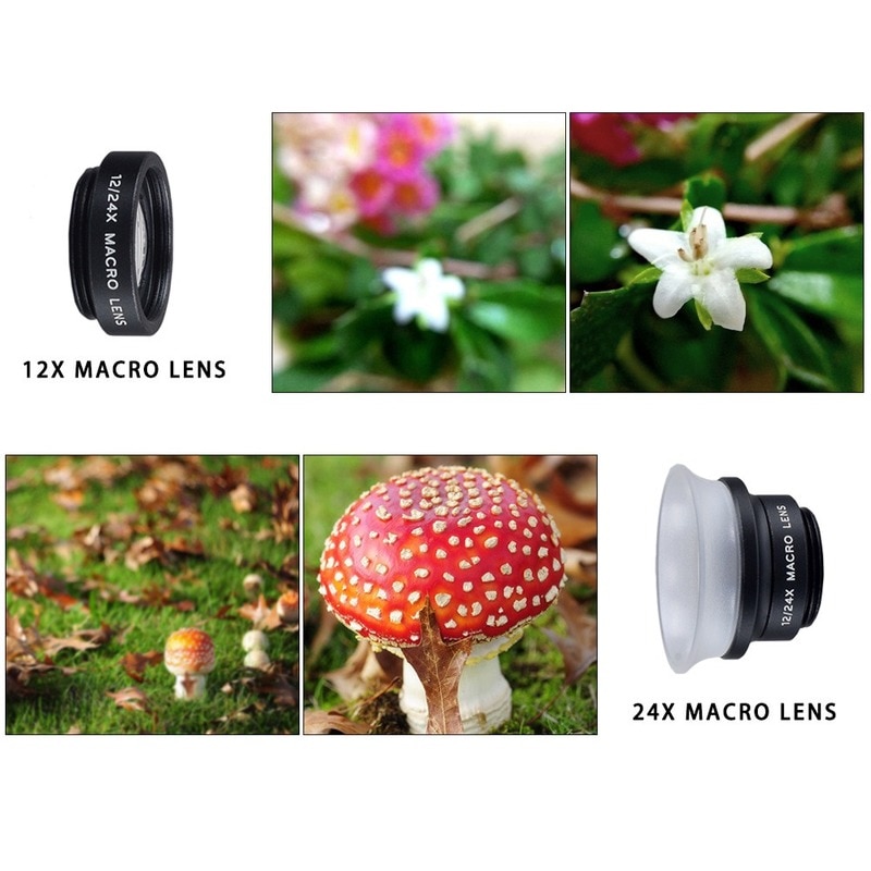 【Hey my home】APEXEL Phone Camera Lens In 1 Clip-On X Macro + 24 X Super Macro Lens Kit for Huawei Xiaomi More Smart Phone. 