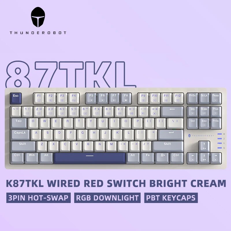 THUNDEROBOT Mechanical Gaming Keyboard Red Brown Switch Hot Swappable PBT Keycaps Wired Full Size K87 K104 PC Keyboard Gamer RGB. 