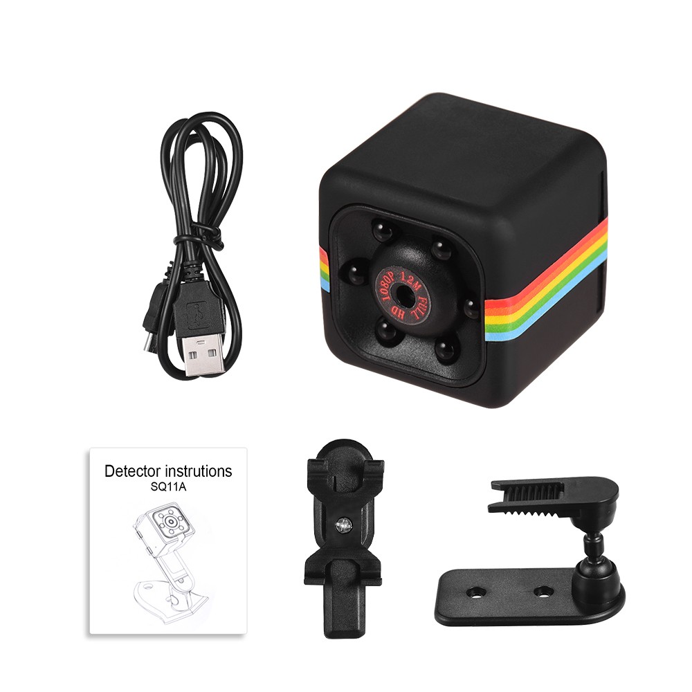 Mini Cube Camera 1080P Video 120? Wide Angle 32GB Extended Memory Built-in Battery - black. 