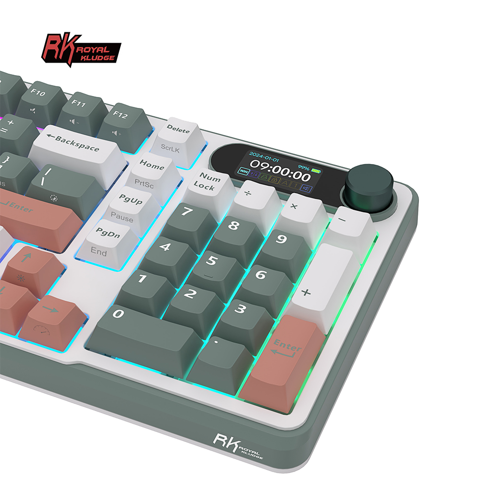 RK Royal Kludge RK S98 Camping 98 Key Tri-Mode RGB Wired Bluetooth 2.4G Wireless 3 Modes With TFT Screen. 
