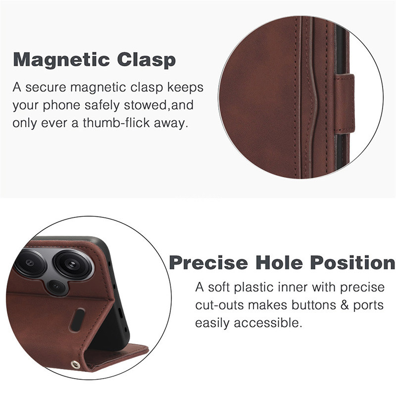 Vantime for Xiaomi Redmi Note 13 Pro+ Plus 5G PU Leather+Soft TPU Wallet Case Multi Cards Clip Flip Cover. 