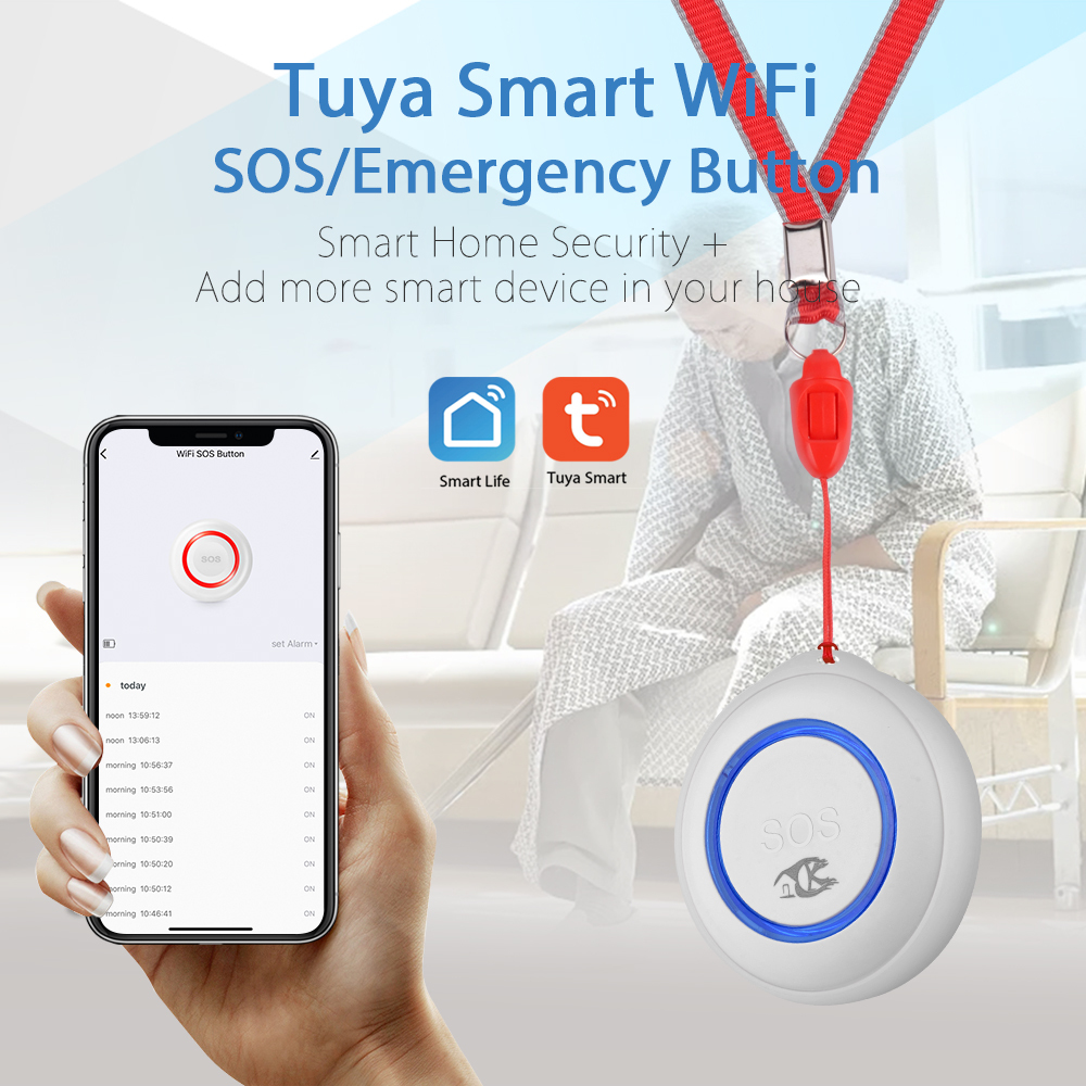 Tuya Smart Wifi emergency button one-key alarm call for help button for the elderly, intelligent scene linkage hot sell. 
