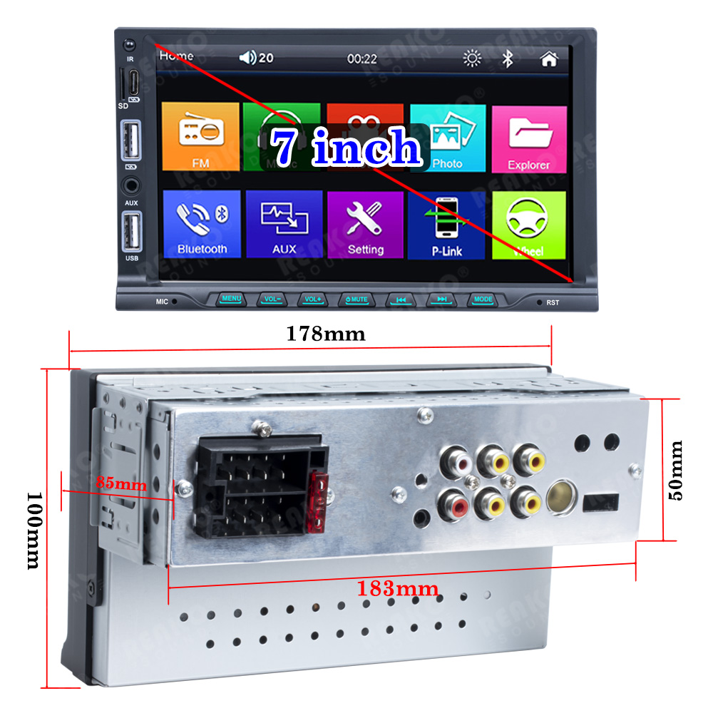X-REAKO 1 Din Car Radio 7 HD Autoradio Multimedia MP5 Player Touch Screen MirrorLink Audio Stereo Bluetooth USB FM Type-C NoDVD. 