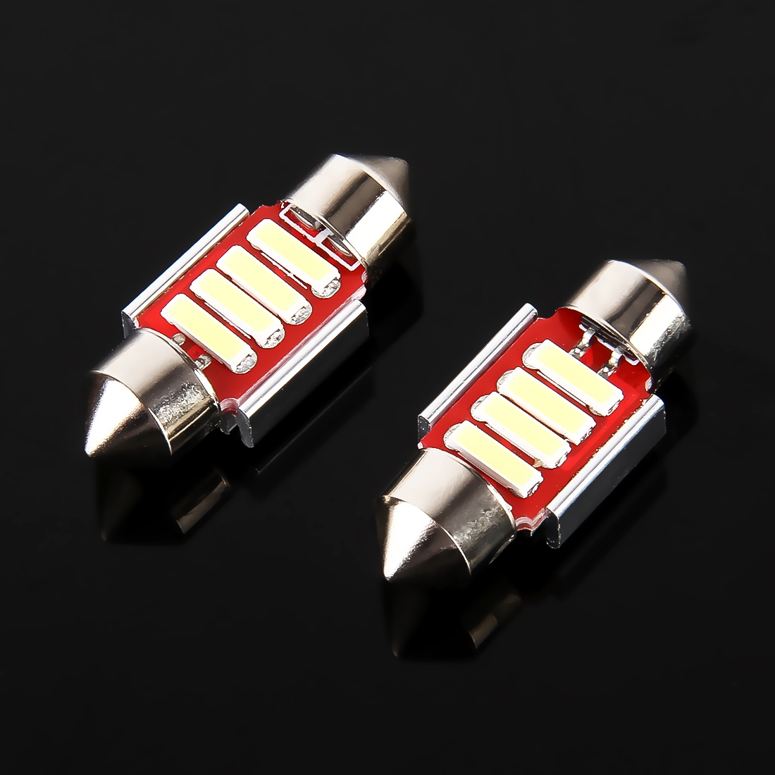 (New) 2 PCS 2W 100 LM 6000K 31MM 4 SMD-7020 LEDs Bicuspid Port Decoding Car Dome Lamp LED Reading Light, DC 12V(White Light). 