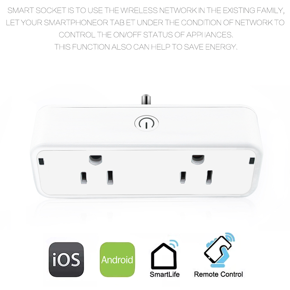 Smart Plug Dual Wifi Plugs 2 in 1 Extenders Socket Works with Alexa Google Home Smart Life App No Hub Required Schedules. 
