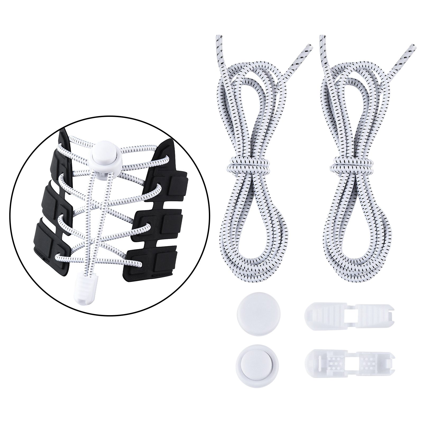 Hellery Elastic Shoe Laces No Tie Elastic Shoelaces with Lock Device Adjustable Tieless Shoe Laces Strings Fits Adults and Kids Boots and Casual Shoes. 