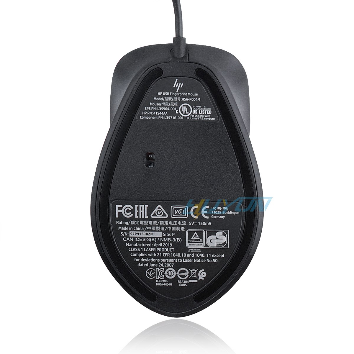 HP Egonomic Fingerprint USB Wired Gaming Mouse HSA-P004M 4TS44AA. 