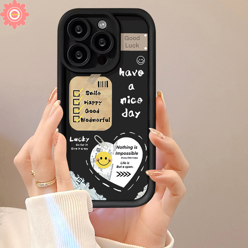 For Oppo A98 A38 A18 A55 A57 A15 A17k A77 A17 A58 A96 A78 A33 A54s A1K A52 A74 A7 A16s A5s A31 A76 A3s A53 A16 A9 A12 A31 A77s Reno 8T 5F 4 English Letter Smiling Face Graffiti Doodle Case
