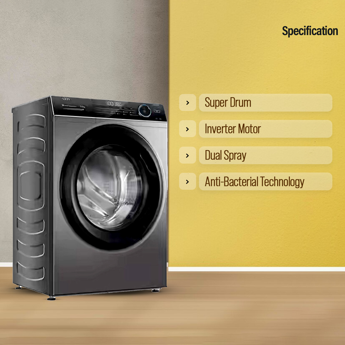 Haier 8 KG Front Loading Washing Machine (HW80-BP12929S6) Free Installation. 