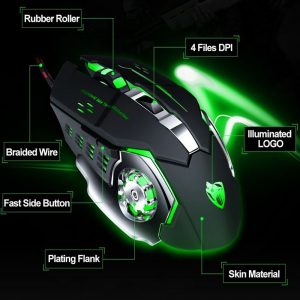 TINJI TJ-1 T9 G11 Wired USB Gaming Mouse, 3200 DPI Optical Sensor, RGB Lighting, 6 Mechanical Buttons, Lightweight & Durable Mouse for PC/Laptop/Mac Wired Optical Gaming Mouse  (USB 2.0, Multicolor). 
