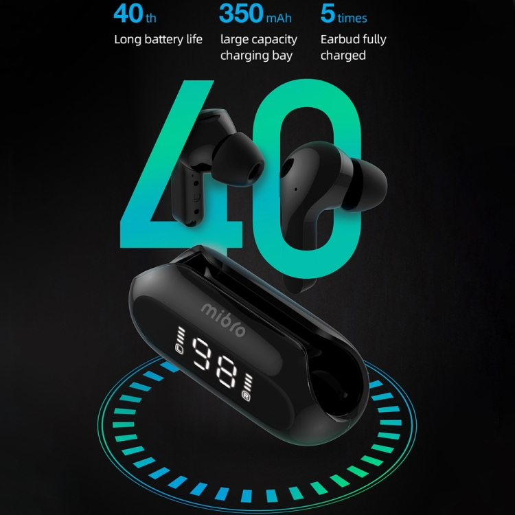 Mibro Earbuds 3 IPX4 Waterproof TWS Bluetooth 5.3 ENC Noise Reduction Earphone with Mic(Black) - B8