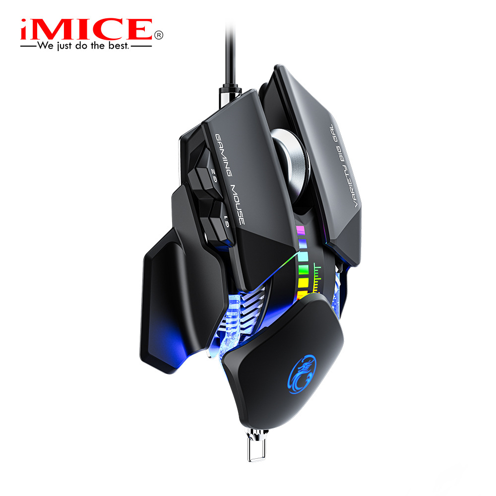 IMICE Wired RGB Gaming Mouse LOL Macro Definition Adjustable Body Water Cooled Mechanical Mouse T93. 