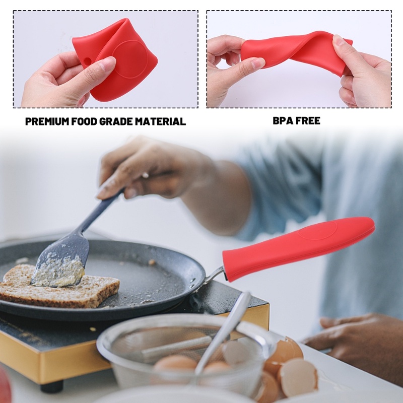 1Pc Kitchen Soft Silicone Heat-resistant Scald-proof Handle Non-slip Pot Handle Tool. 