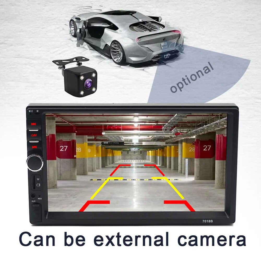 2 din Car MP5 Player USB Bluetooth 7018B Short Body Touch Screen Car Stereo 7 HD Multimedia Player Rear View Camera Input. 