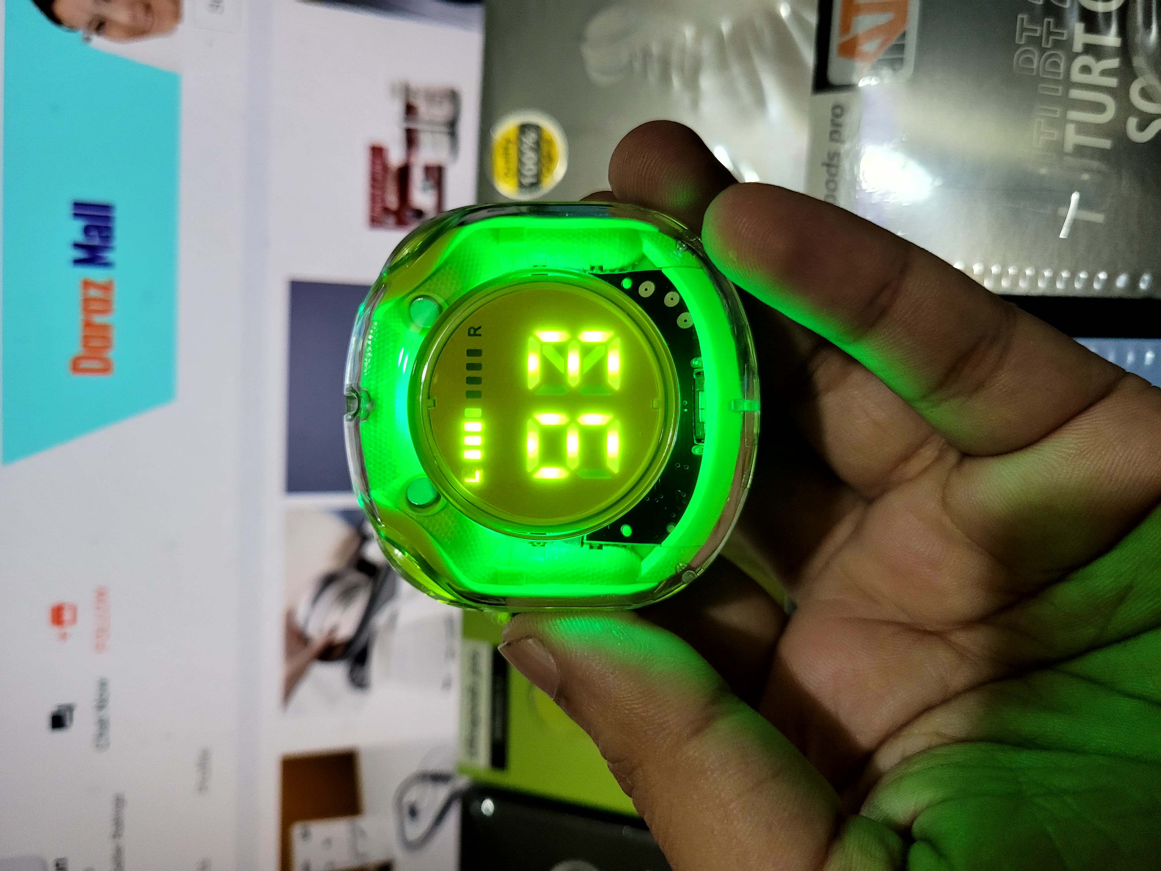 Ultrapods Pro True Wireless Earbuds with Display Transparent Design, Bluetooth 5.3 Water Proof Green colour. 