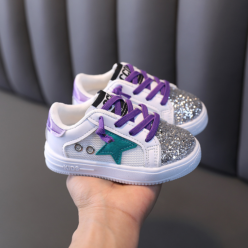 Haveit360) Sneakers for Baby Girls Sequins Fashion Shoes 2023