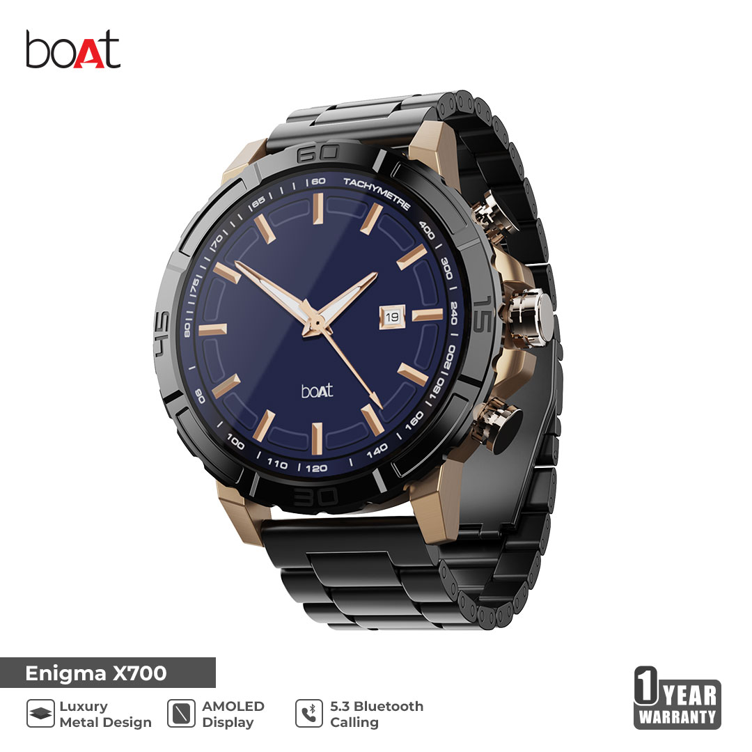 boAt Enigma X700 Luxury Smartwatch with 1.52" AMOLED Display, 200+ Watch Faces, Advanced BT Calling & Functional Crown. 