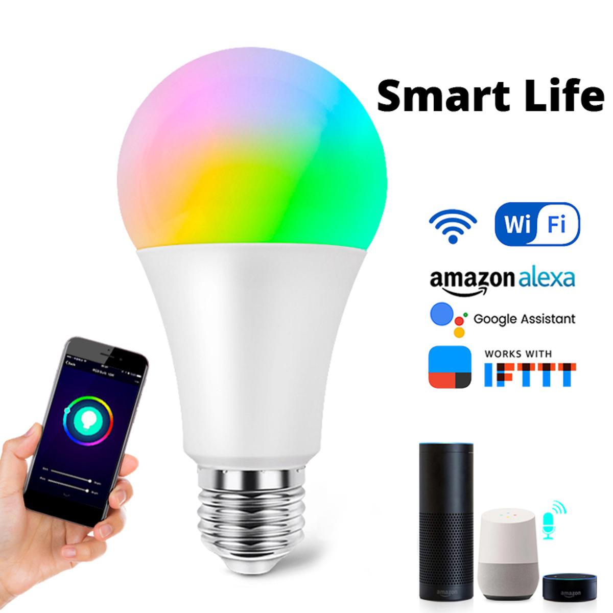 RGBCW WiFi Smart Light Alexa Echo Voice Control LED Bulb,for Google Assiant IFTTT Smart Home Light Timing Bulb Easy to use