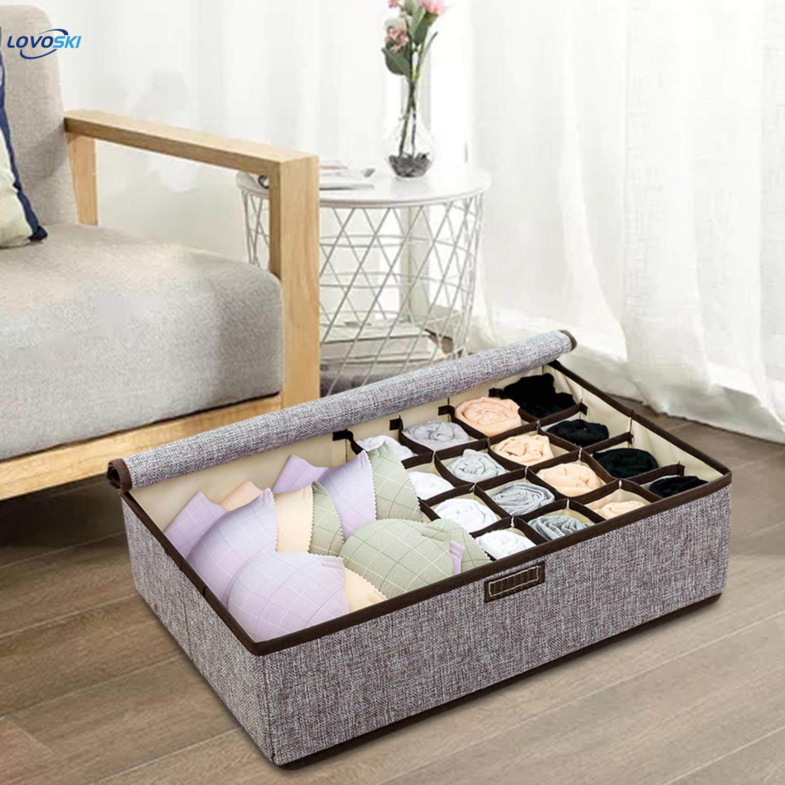Closet Organizer Sock Storage Box with Lid Multipurpose Rectangular under Bed Organizer. 